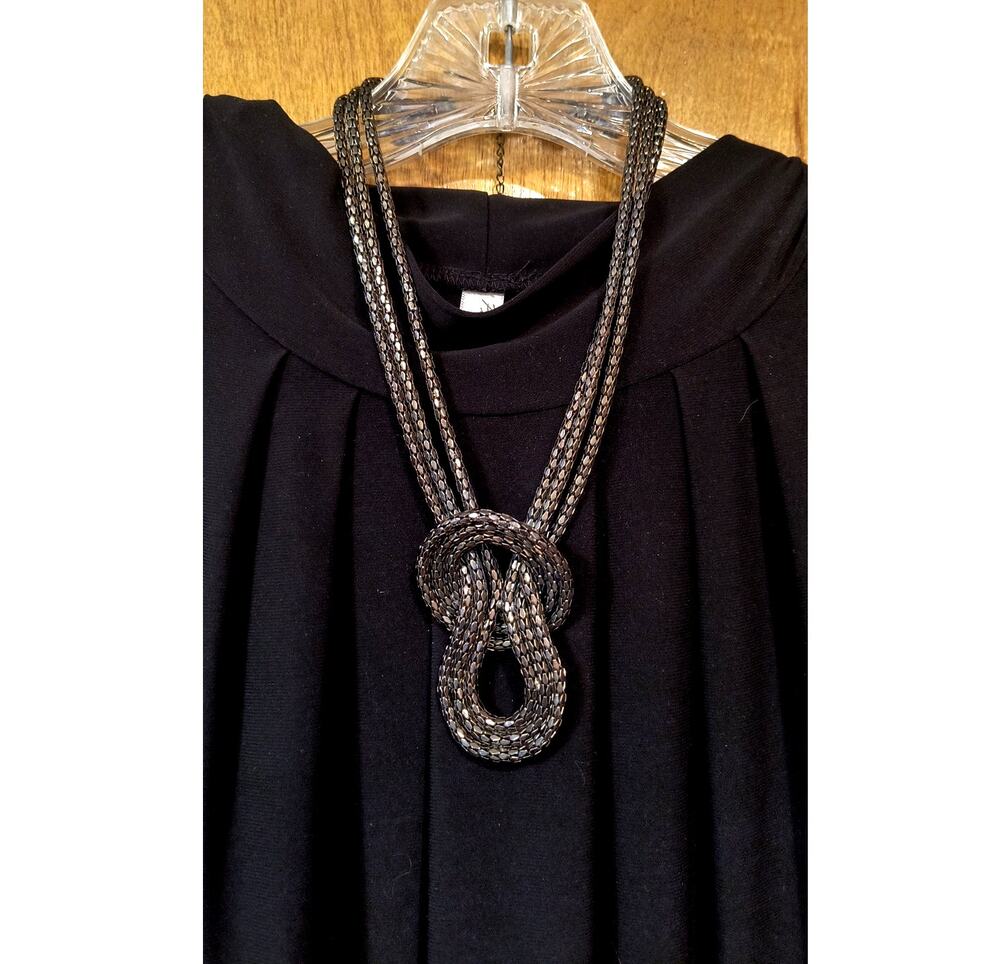 1171.  Grey Gunmetal Snake Chain 3 Strand Necklace